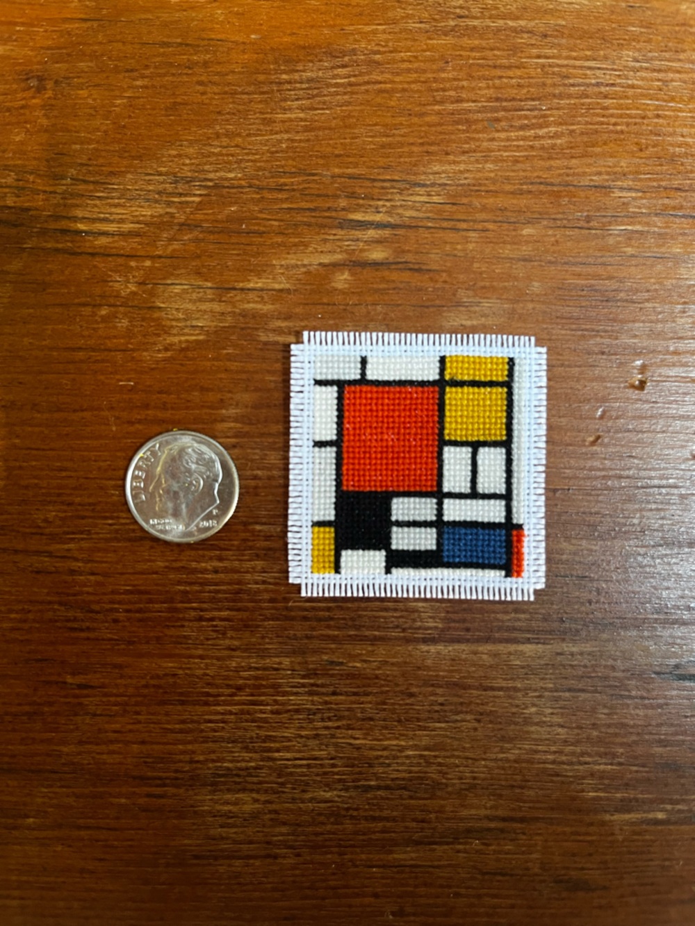 Piet Mondrian “Composition with Red Blue and Yellow” in Mini Criss Stitch